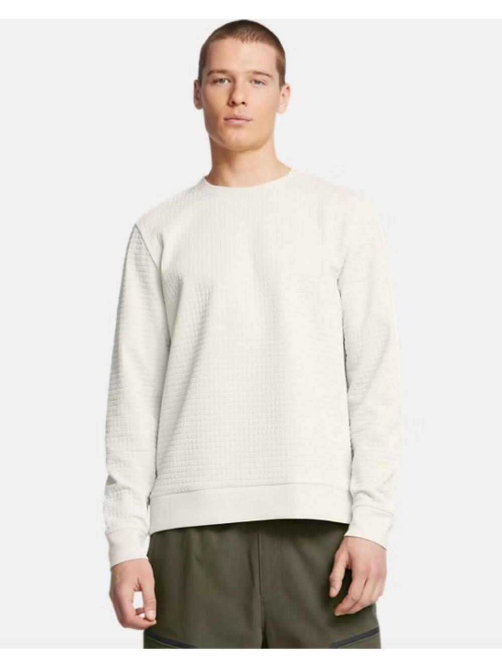 (C243) Under Armour Unstoppable Fleece Grid Men's Crew Pullover Small White